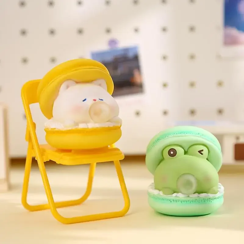 2Pcs Macaron Burger Blows Bubbles Office Stress Relief Ornaments Creative Cartoon Pinch Toys Children's Decompression Toys Gifts