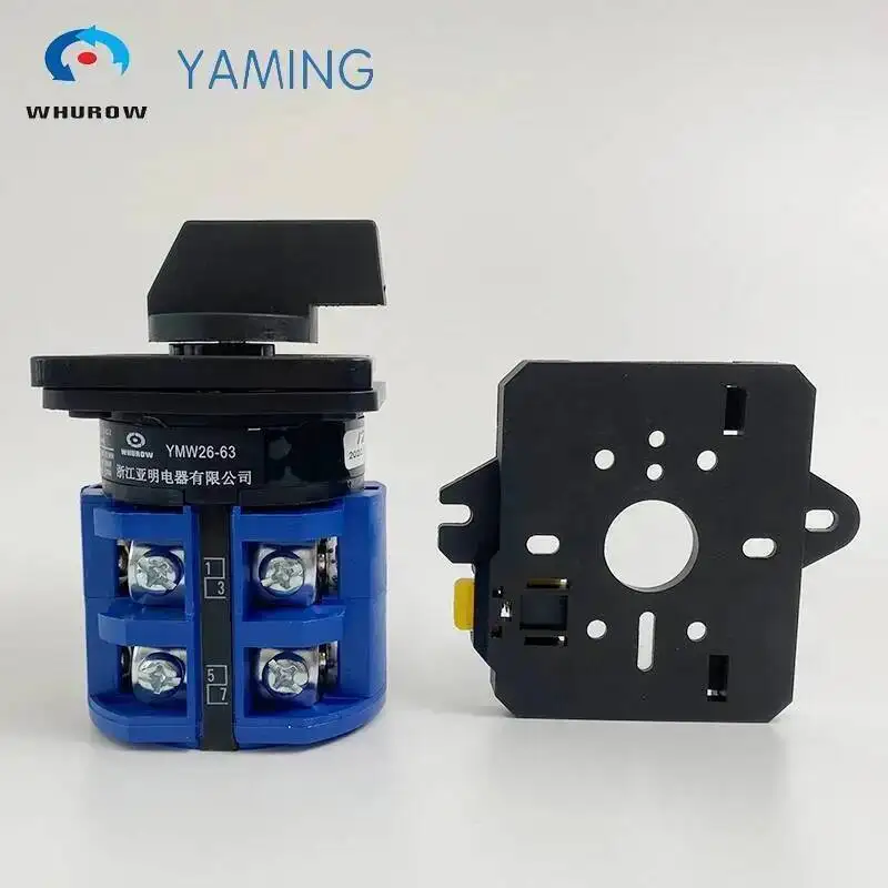 63A DIN Rail Mounted Universal Selector LW26-63/2 Two Poles Selection Control Circuit Silver Contact Rotary Cam Switch view 2