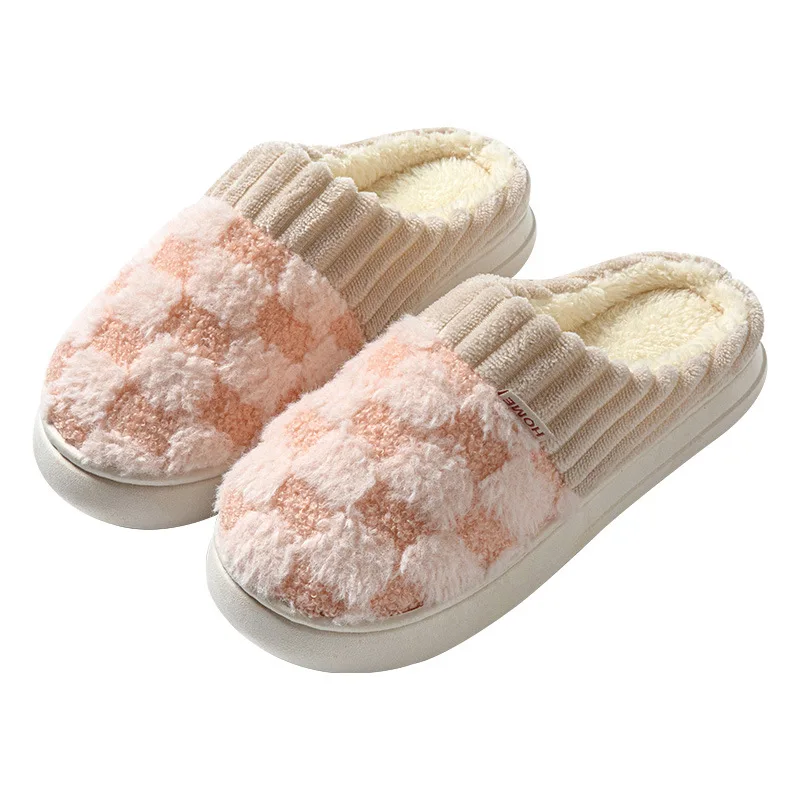 Autumn Winter Plush Slippers For Women Indoor Home Simple Warm Non-slip Slides Cozy Slip On Warm Shoes