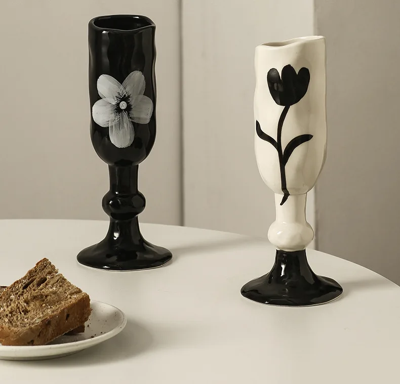 Picture 7: High-value Ceramic High Footed Cup,Restaurant Decoration Candle Holder Home Decor Gift, Creatively Holding High-end Wine Glasses