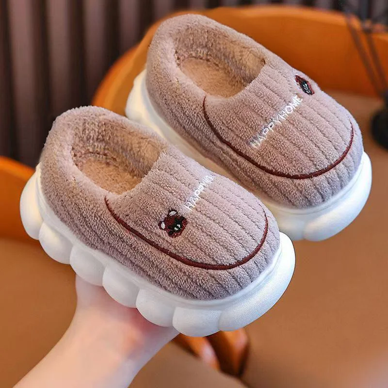 

Children Winter Warm Slip on Cotton Slippers Non Slip Thick Indoor Shoes for Boys Girls Kids Size S M L