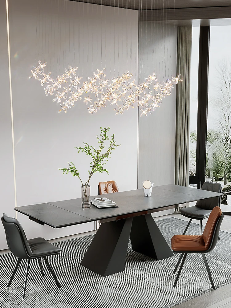 Modern luxury restaurant crystal LED chandelier bar large home design flower shaped crystal decorative lighting fixture