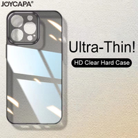 Ultra Thin PC Hard Crystal Clear Case For iPhone 16 15 14 Plus 13 12 11 Pro Max Glossy Transparent Camera Protection Slim Cover