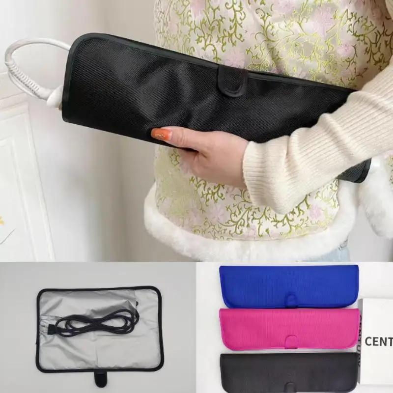 

~Portable Anti-Heat Mats Heat Resistant Mat Pouch For Hair Straightener Flat Iron Curling Iron Prevent Burns Styling Organizer