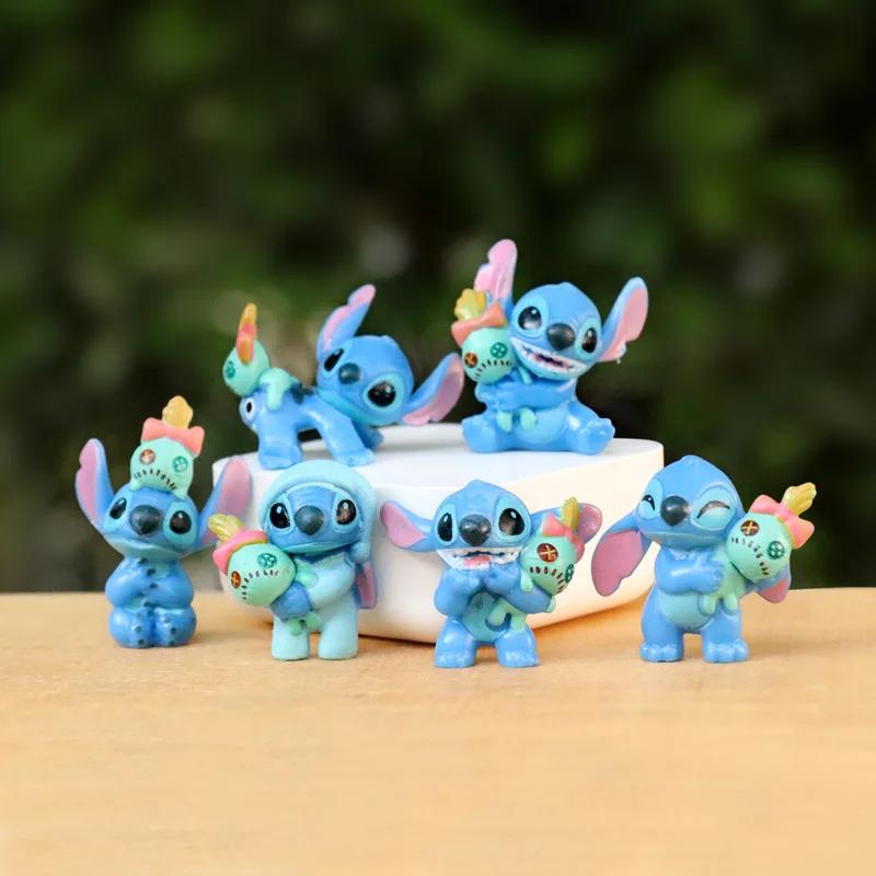 Disney 6pcs Lilo & Stitch Cartoon Leuke Figuur Model Collectie Anime Desktop Ornament Verjaardagstaart Kinderen Speelgoed Geschenken Groothandel