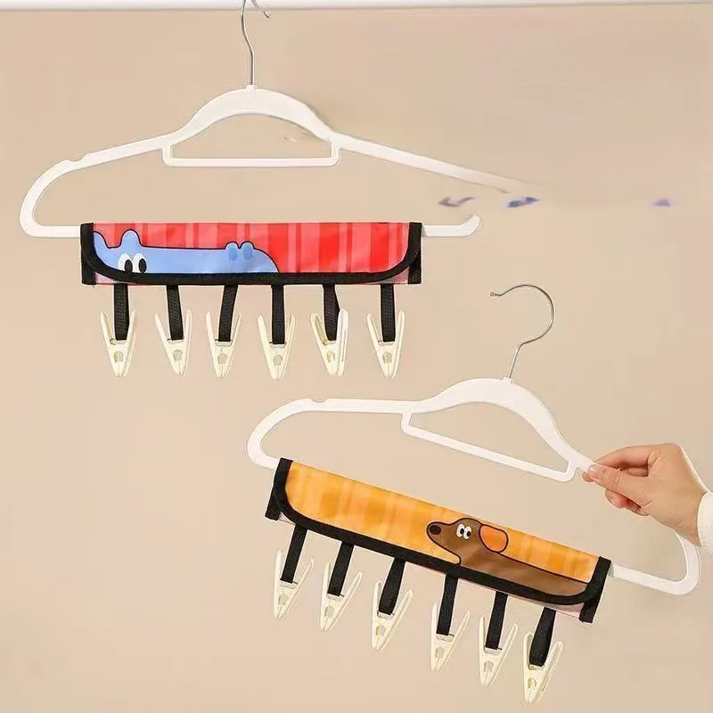 Portable Clothes Hanger, Travel-Friendly Foldable Fabric Hanger for Business Trips, Student Dorms, and Home, Small Clip, No-Mark