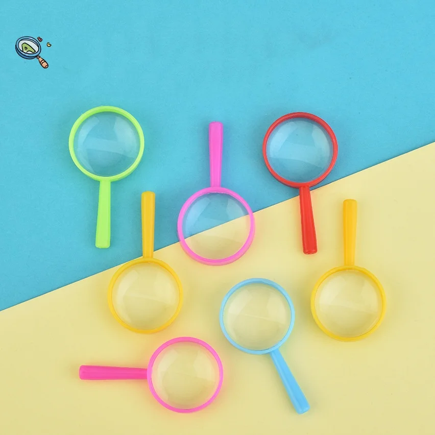34/15 Pieces in Random Colors, Magnifying Glass Plastic Handheld Mirror Mini - Portable Educational Equipment, Craft Kits and Activity Supplies, Colorful Magnifying Glass, Lightweight and Portable, Colorful Handles, Suitable for Various Scenarios, Halloween, Christmas Gifts