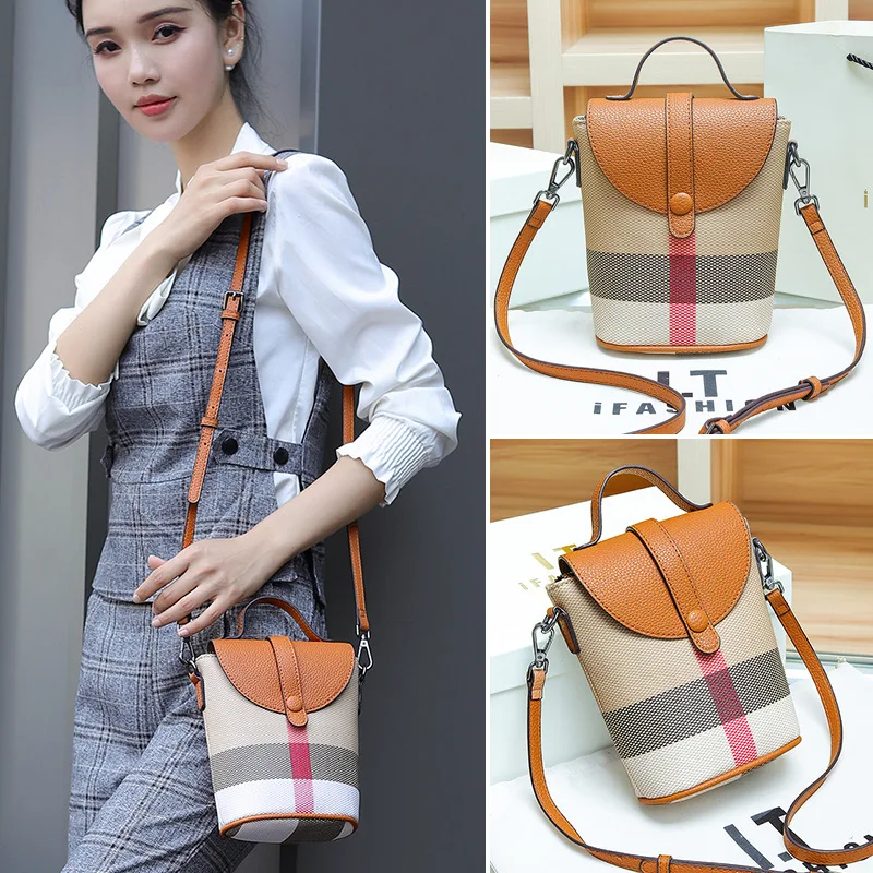 Tas Selempang Kotak-kotak Patchwork Trendy Musim Gugur 2025 - Dompet Ponsel Selempang/Bahu, Tas Jinjing Kecil, Gaya Vintage & Modern