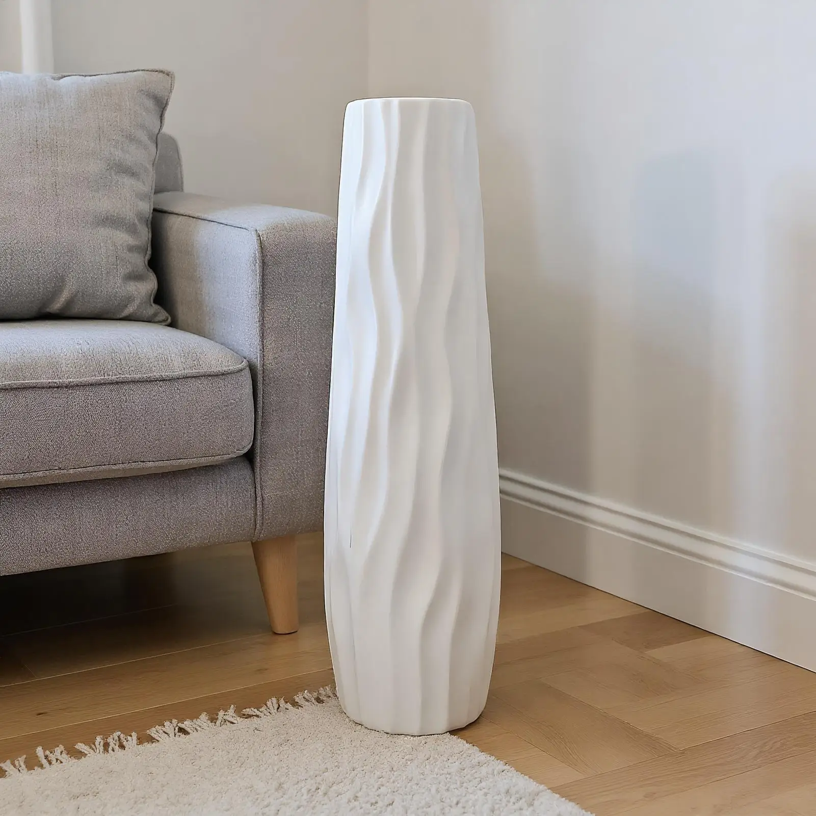 Large Floor Vase Textured Standing Decoration Standing Hydroponic Vase for Home Living Room Kitchen Bedroom Dining Entryway