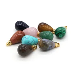 Water Drop Shape Perfume Bottle Essential Oil Fragrance Diffuser Natural Stone Pendant Jewelry Necklace DIY Accessories