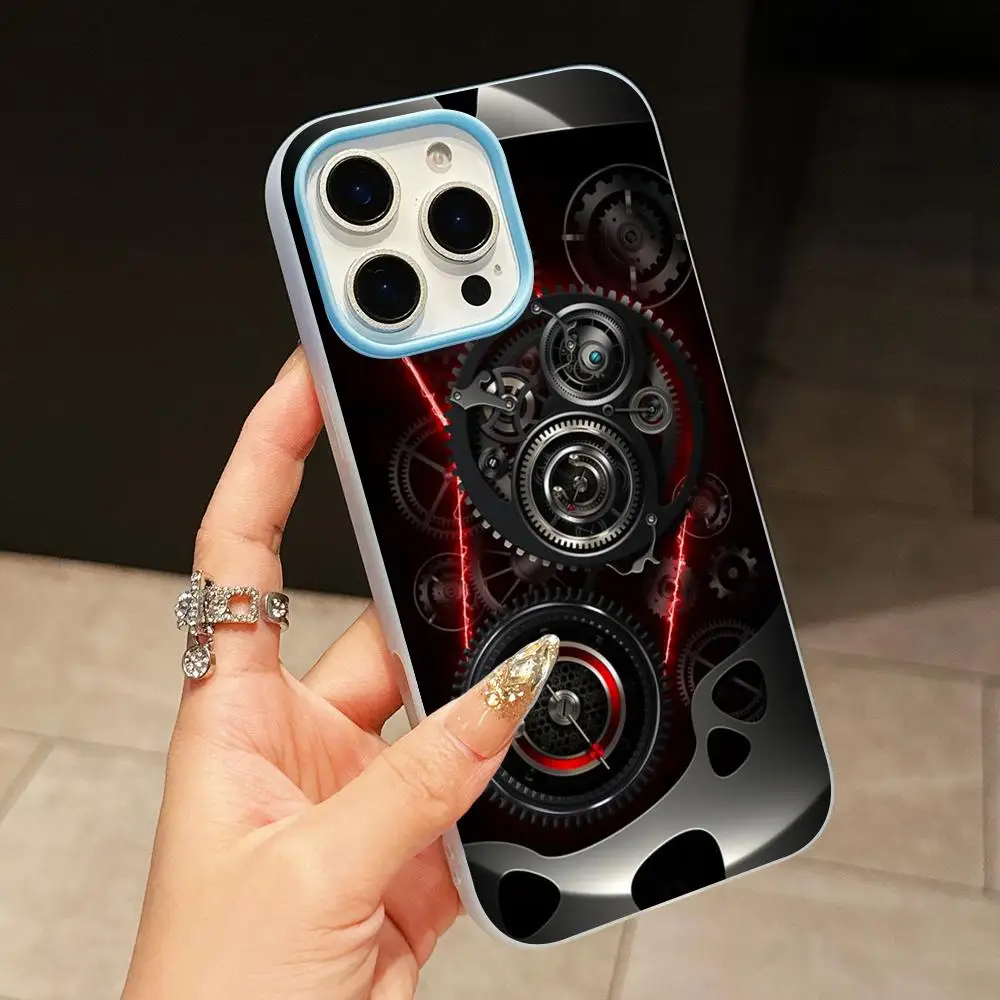 Mechanism Gear Phone Case for iPhone 17 16 15 14 13 12 11 Air Pro Max Plus Jelly Dual Layer Light Blue Cover view 3