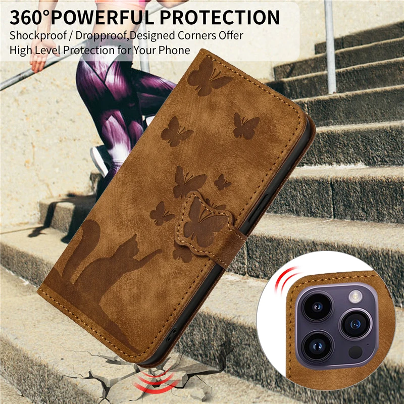 3D Butterfly Cat Leather Wallet Case Book For Xiaomi 13T 12T 11T,Redmi Note 13 12 11 10 9 8 Pro 5G 13C 12S 11S 10S 9A Flip Cover