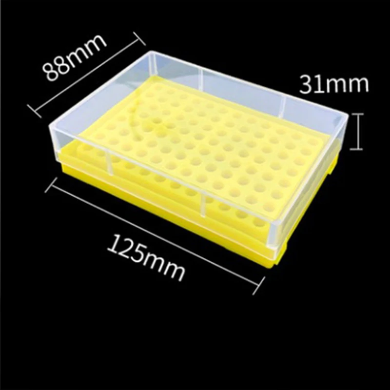 Caixa de tubos centrífugos com tampa transparente, PCR Rack, 96 poços, 0,2 ml, 3 unidades