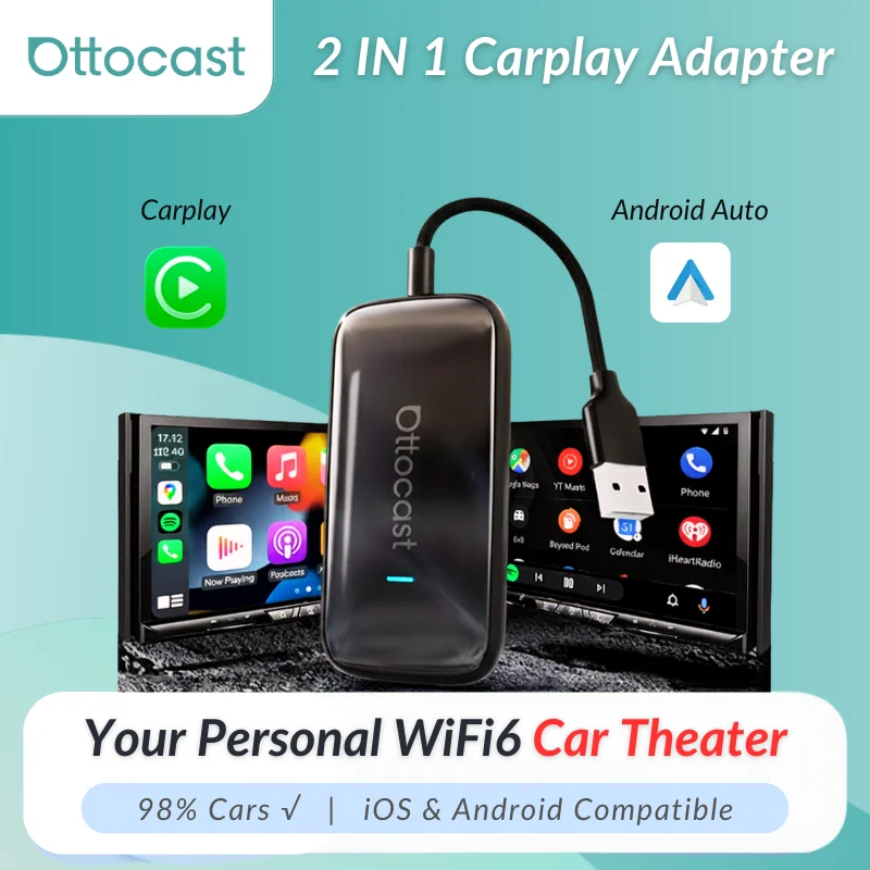 

Ottocast Play2Video Ultra WiFi6 AI Box Carplay Adapter Android Auto Media Player YouTube Netflix Dual WiFi Install Apps for Audi