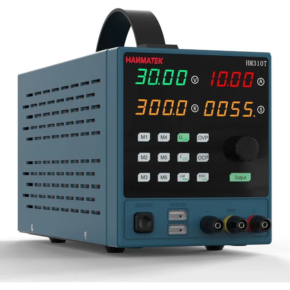 Programmable DC Power Supply (0-30 V 0-10 A) HM310T High Precision 4-Digit Voltage Current Power Time Display Variable