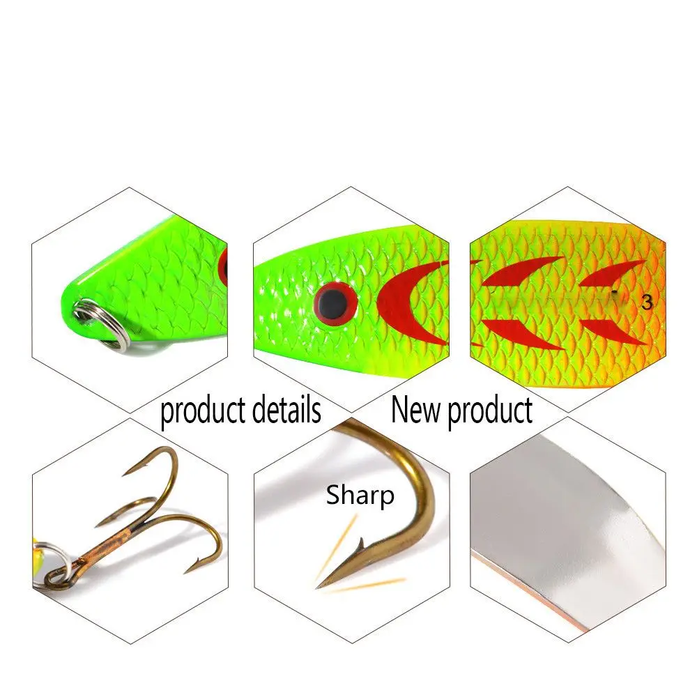 1PC 18g 27g Spinner Fishing Lure Metal Bait Spoon Fishing Tackle  Sequin Paillette Single Hooks