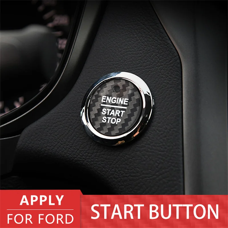 For Ford Focus Car Engine Start Stop Button Cover Real Carbon Fiber Sticker 2019 2020 2021