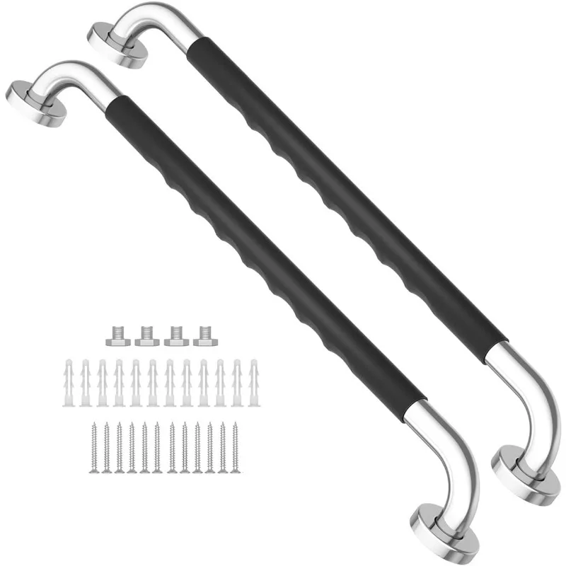 2 Pack 24 Inch Shower Grab Bar w/Anti Slip Rubber Grip,ZUEXT SUS304 Stainless Steel Bath Grab Bar,Bathroom Balance Bar