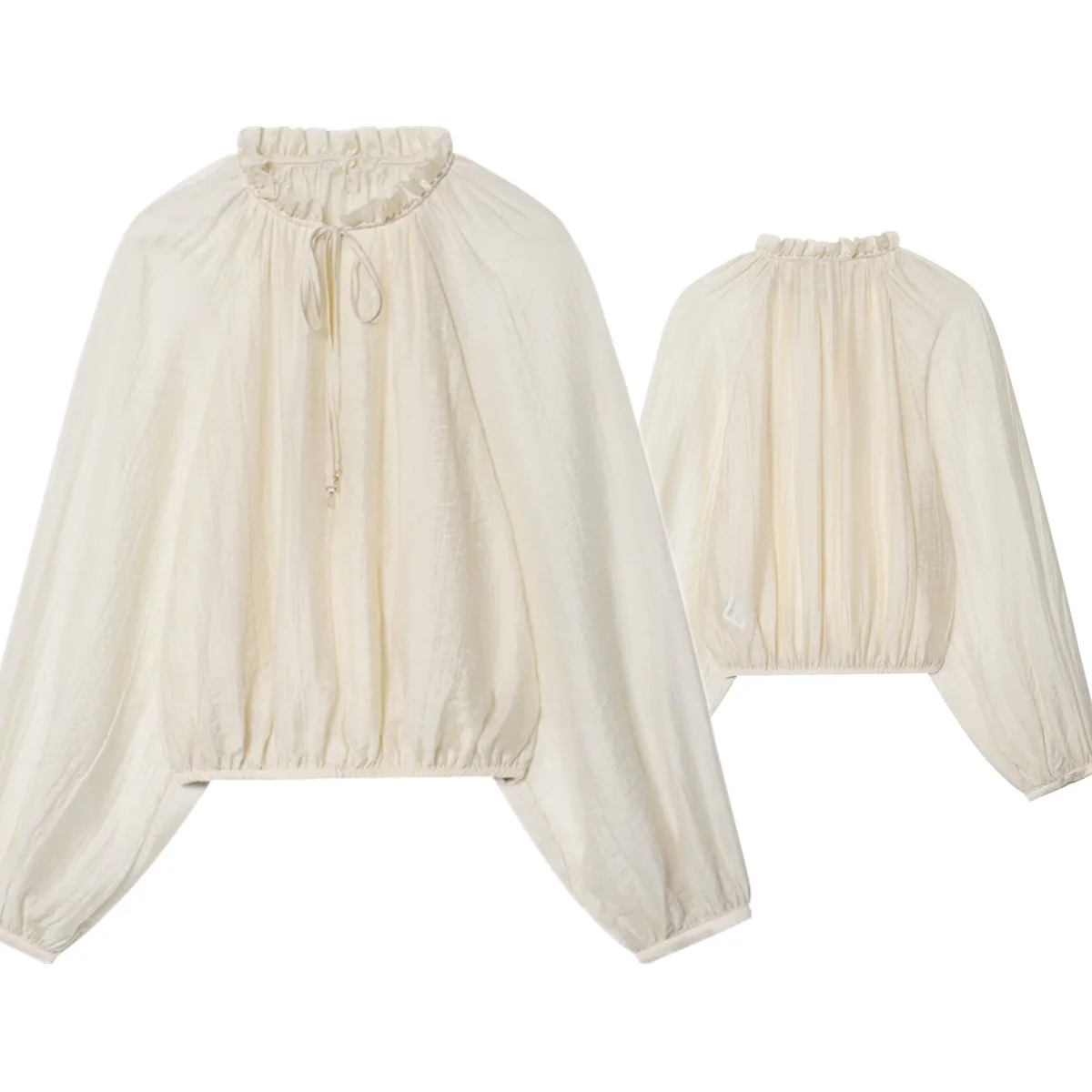 

Jenny&Dave French Minimalist Beige Elegant Chiffon Shirt Women Long-sleeved Blouse For Autumn Women's Shirt Top