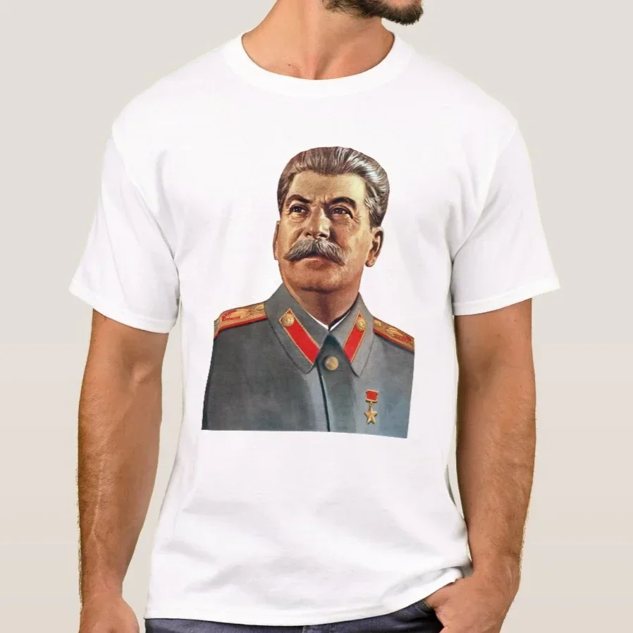 Russia USSR Communist Leader Joseph Stalin Portrait T-Shirt 100% Cotton O-Neck Summer Short Sleeve Casual Mens T-shirt