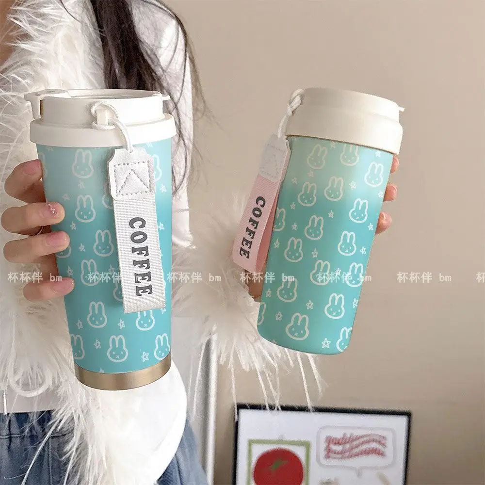 

Miffy insulated cup Cartoon gradient Miffy rabbit cute 316 stainless steel student milk coffee straw straight drinking cup