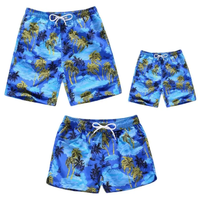 Family Matching Clothes Summer Dad Boy Shorts Beach Swimming Shorts Fast Dry Boys Board Shorts Swimwear Trunk Plus Size Teenager