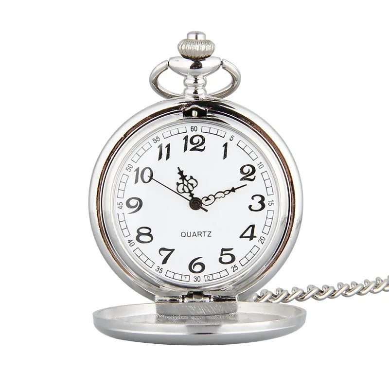 Orologio da tasca al quarzo Vintage di lusso per uomo custodia con incisione Laser a cavallo vecchio orologio a catena Fob per orologi da collezione