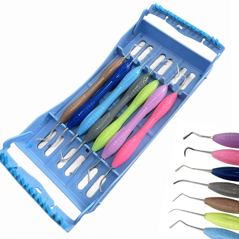 5Pcs/7Pcsental Resin Filler Aesthetic Filling Spatulas with Autoclavable Disinfection Box Dentistry Tools Kit