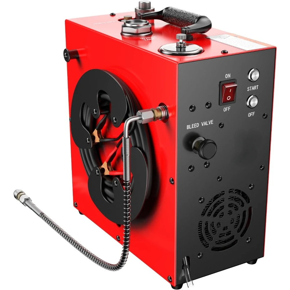 

Portable PCP Air Compressor, 350W Powerful Motor,Max 5800Psi/40Mpa, Water and Fan Cooling, 5 Hours Continous Work, 12V Auto