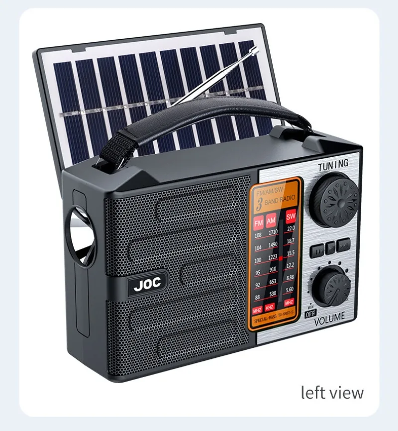 Portable FM AM SW Full Band Radio Rechargeable Solar Power Radios WIth Wireless Bluetooth Speaker Strong Emergency Lighting