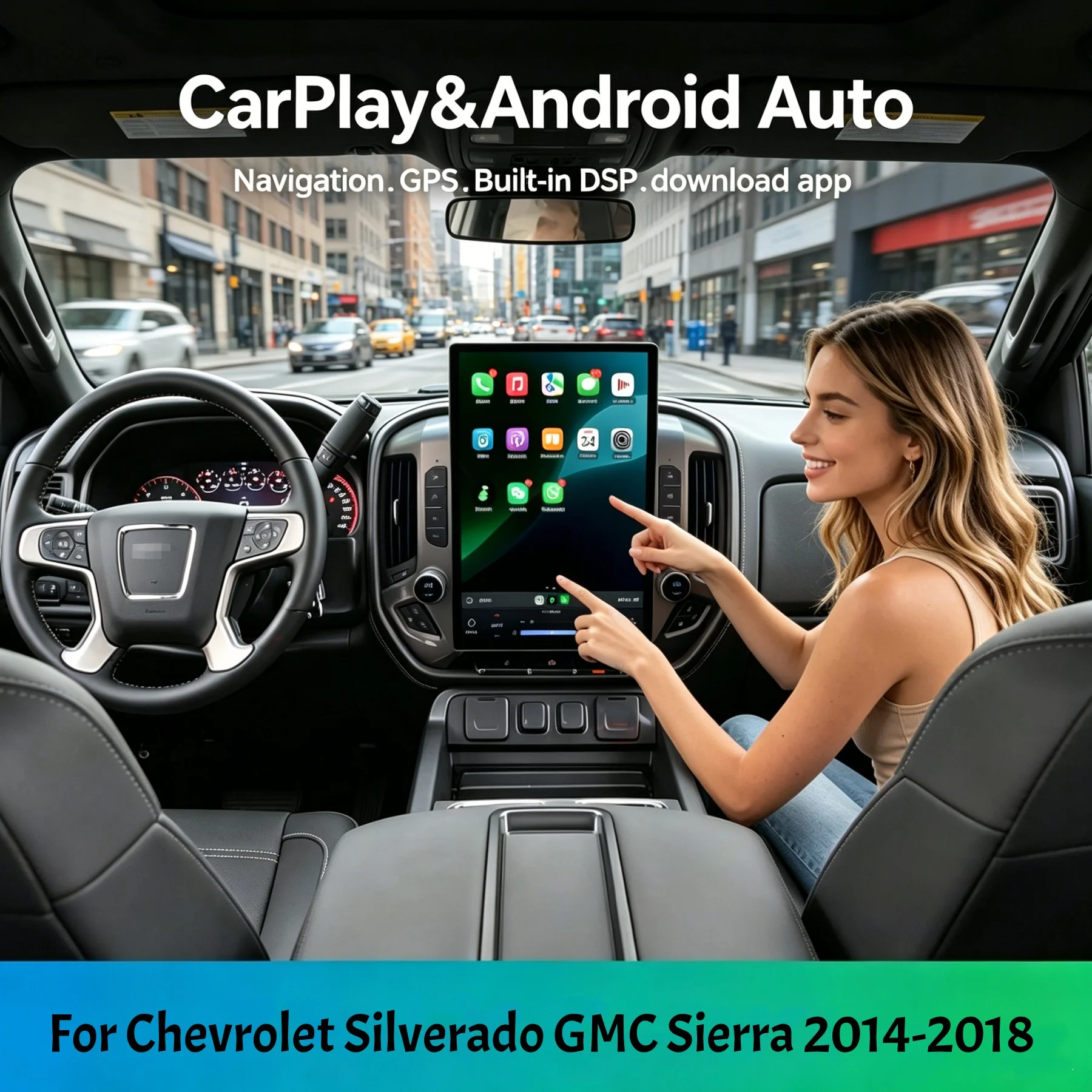 

15.6'' For Chevrolet Silverado GMC Sierra 2014-2018 Android auto carplay Car Radio Multimedia Video Player GPS Navigation