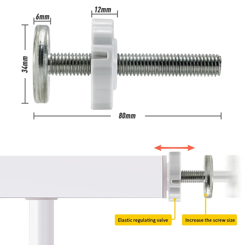 1pc/4pcs White M8 M10 Baby Gate Spare Kit - Pressure Fit Spindles & Screw Bolts For Safety Gates