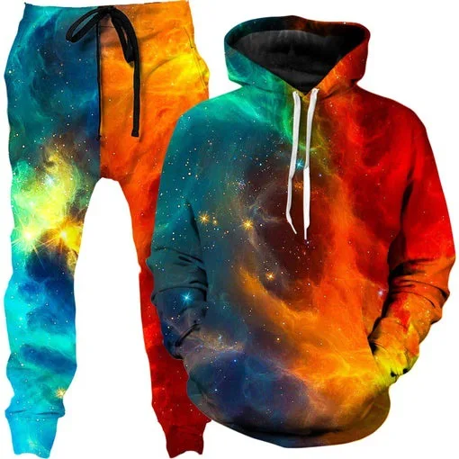

Autumn Colorful Abstract 3D Printed Hoodie Suit Men Sweatshirts Sweatpants Casual Fashion Two Piece Tracksuit Set Men's Clothing