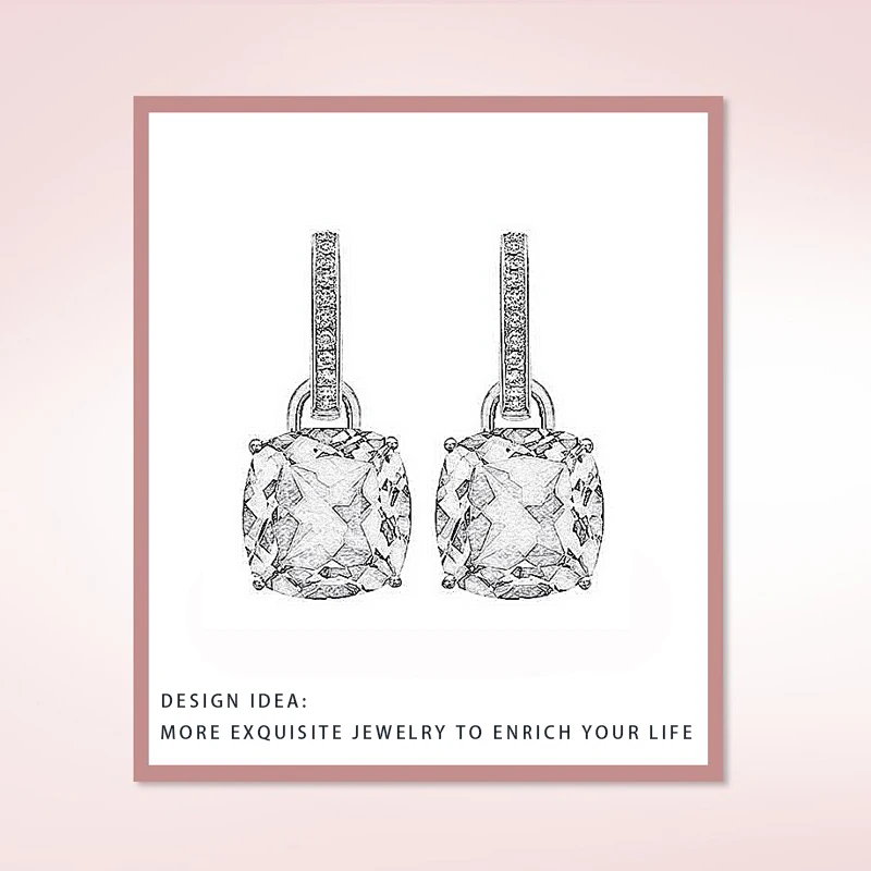 Micro Inlaid Zircon Dangle Earrings 925 Sterling Silver Colorful Square Crystal Drop Earring For Female Brincos Jewelry