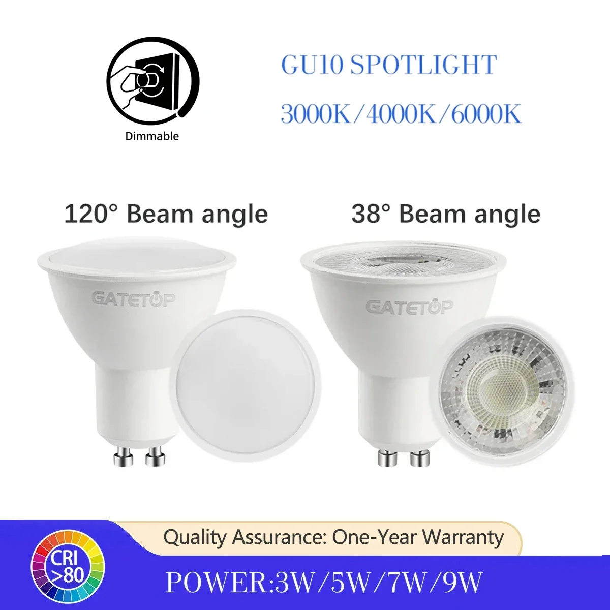 

20 шт. диммируемых светодиодных ламп GU10 AC220V 3W/5W/7W/9W, замена галогенных ламп 30W-50W, энергосберегающее освещение для дома