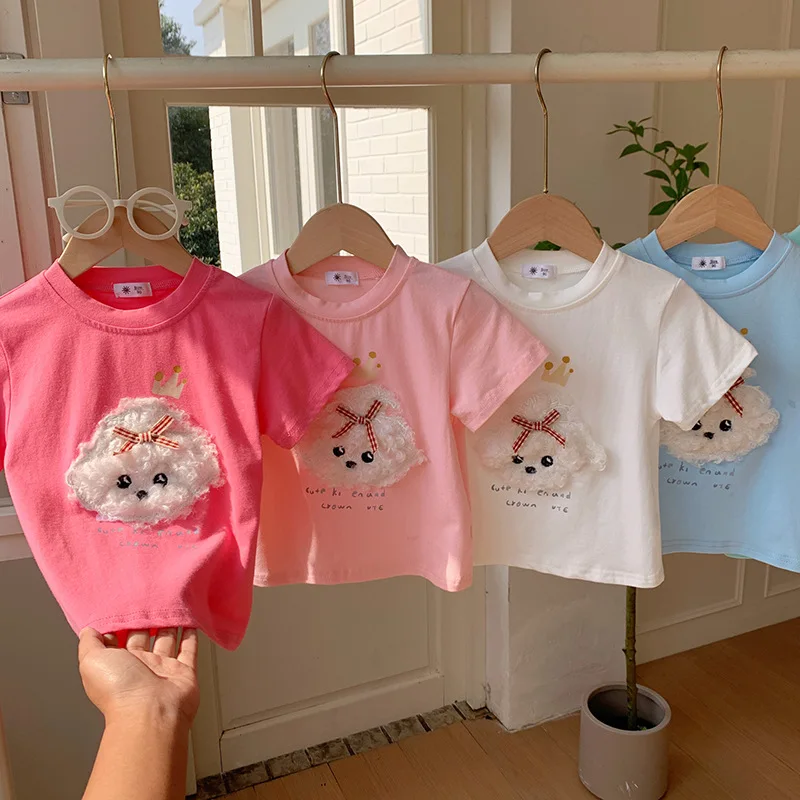 2-10T Toddler Kid Tshirt Baby Boy Girl Summer Clothes Short Sleeve Infant Tshirt Cute Sweet Dog Print Tee Top Outfit
