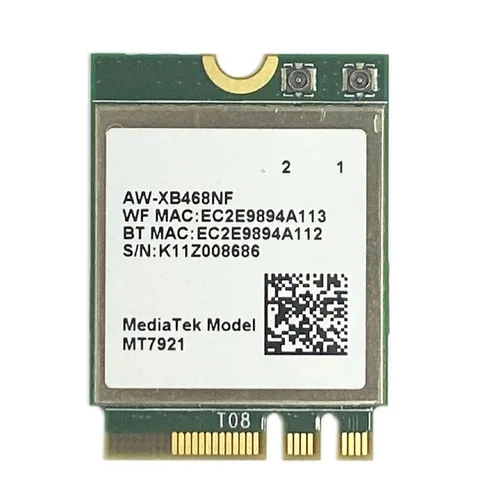 Imagen 2 del producto Wi-Fi 6 MT7921 MT7921 1800M Bluetooth 5,2 tarjeta de red wifi inalámbrica para escritorio/portátil compatible con windows10 win11