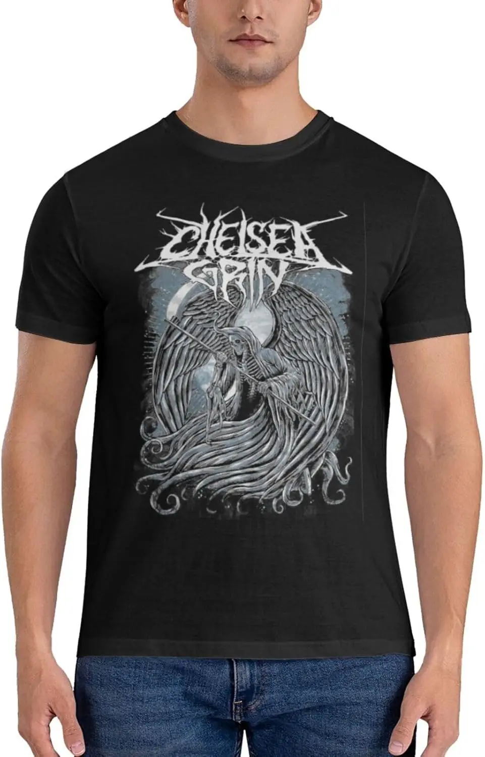 Chelsea Music Grin Band T Shirt Man's Casual Cotton Tee Summer Crew Neck Short Sleeve Shirts Black