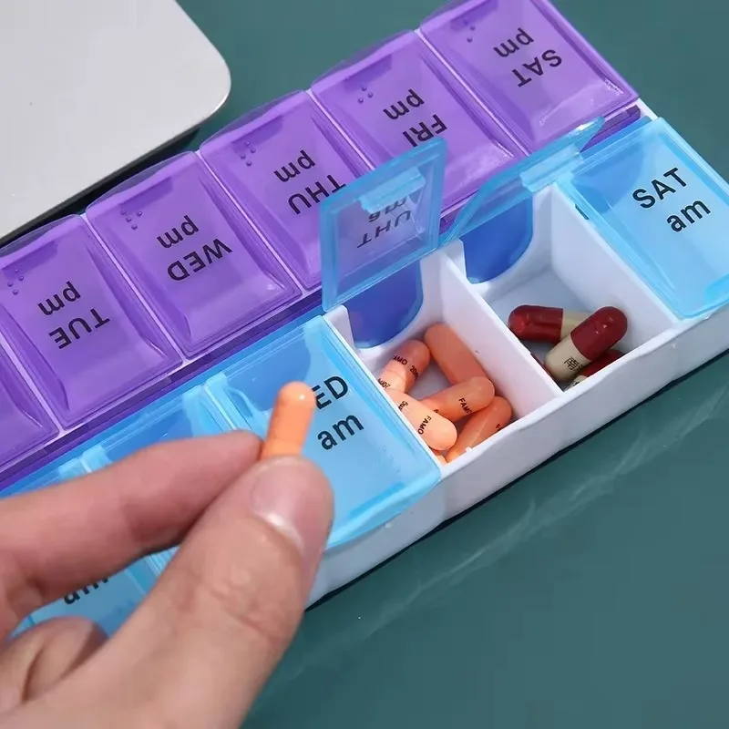 

14 Grids 7 Days Weekly Pill Case Medicine Tablet Dispenser Organizer Pill Box Splitters Pill Storage Storage