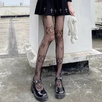 Kawaii Anime Fishnet Socks Women Harajuku Pentagram Gothic Tights Egirl Accessories Grunge Fairy Aesthetic Bottom Tights