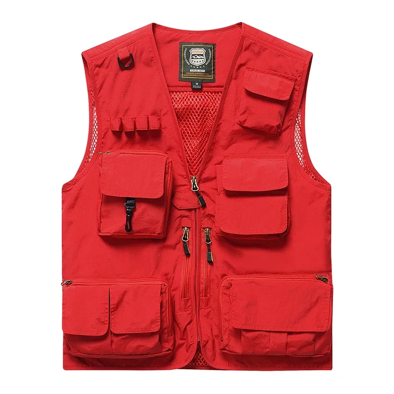 

Men's Work Vest Hunting Leather Vests Tactical Jackets Sleeveless Jacket Multi-pocket Clothing MAN Luxury Motorcyclist Mens Wear