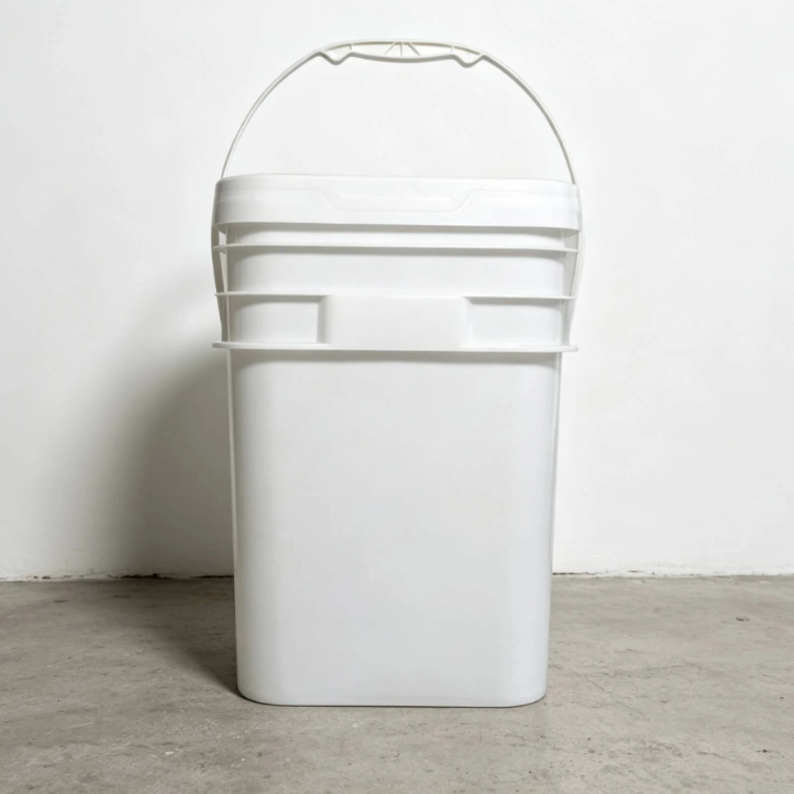 Square Pail Reinforced Bands Plastic Pail Pail Tapered Shape Household Container White - view 2