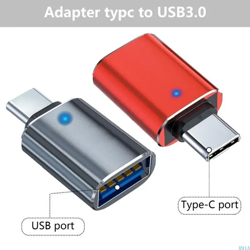 R91A USB C 암컷 대 USB 수컷 어댑터, CTYPE에서 USB3.0 충전기 케이블 OTG 어댑터