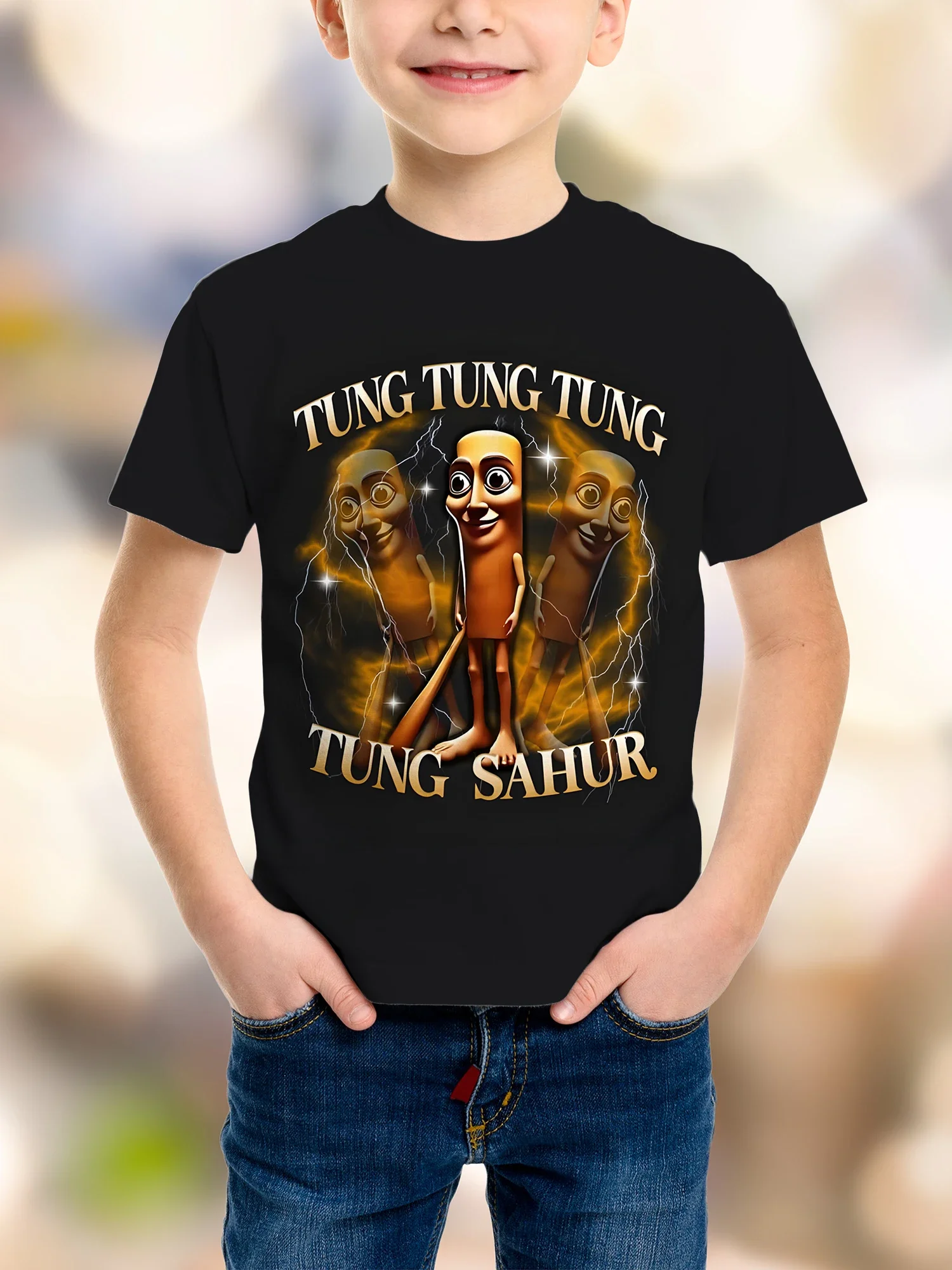 ملابس جديدة تي شيرت موضة TungTungTung Sahur Bombardiro Crocodilo للأطفال كارتون تي شيرت بدلة للأولاد أنيمي Ai لعبة قصيرة الأكمام #3