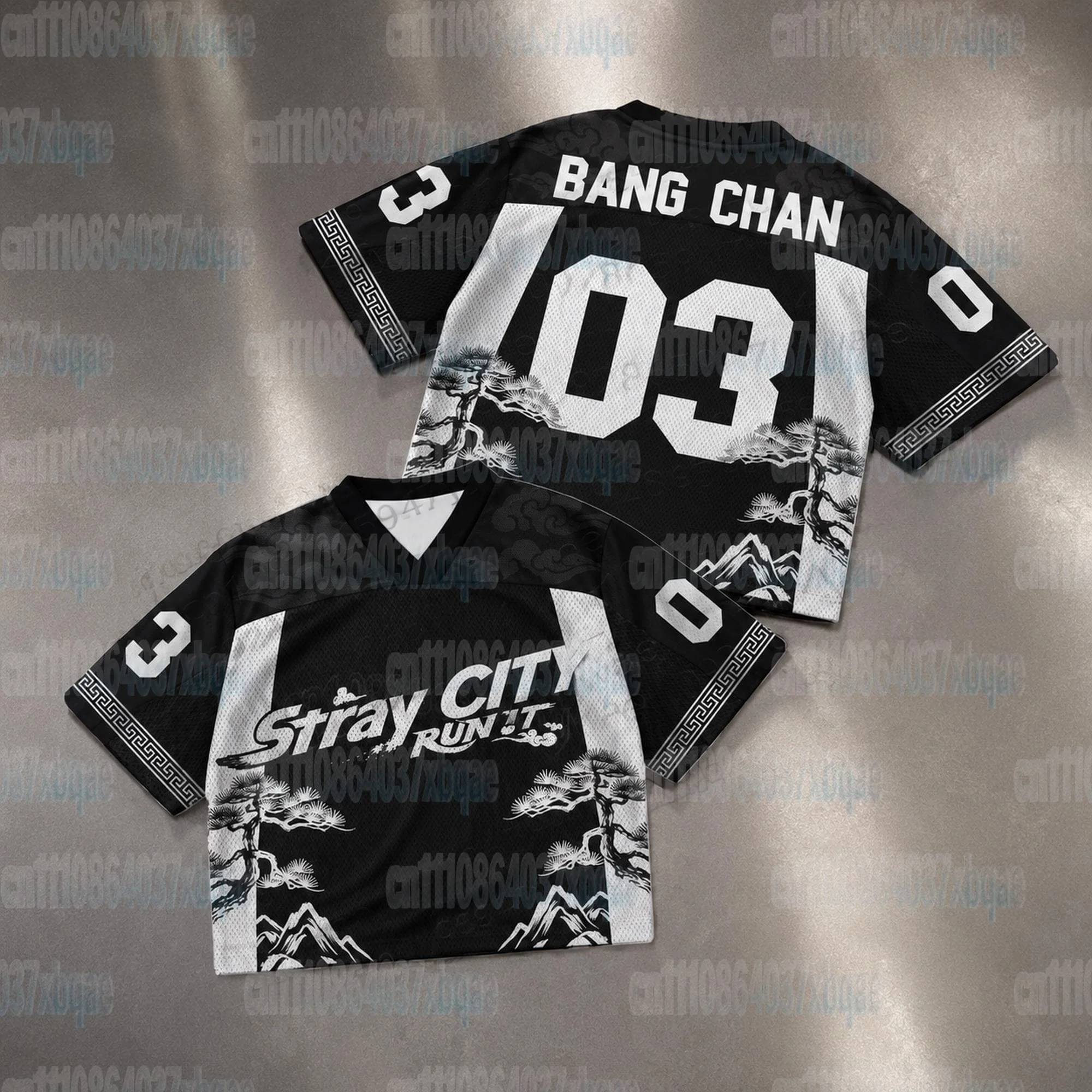 Stray City Felix 01 V-Ausschnitt Sporttrikot Kurzarm Unisex Oversized Kpop Fan Streetwear Konzert Casual Top FamilyMatching – Detail 8
