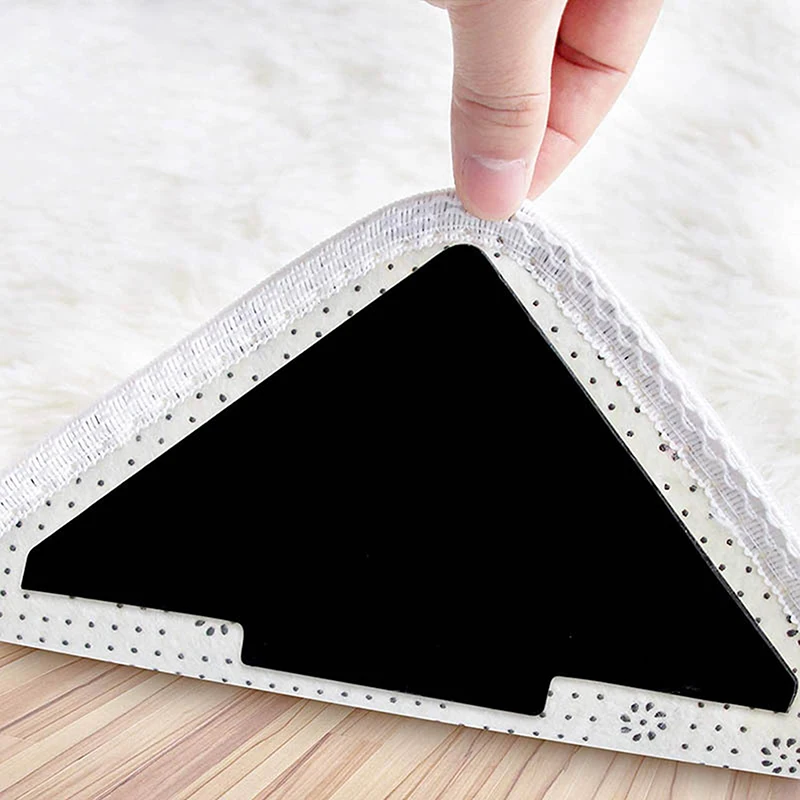 4 PCS Washable Area Rug Pad Carpet Tape Reusable Rug Gripper Tape Double Sided Adhesive Non-Slip Rug Pad Tape Stickers