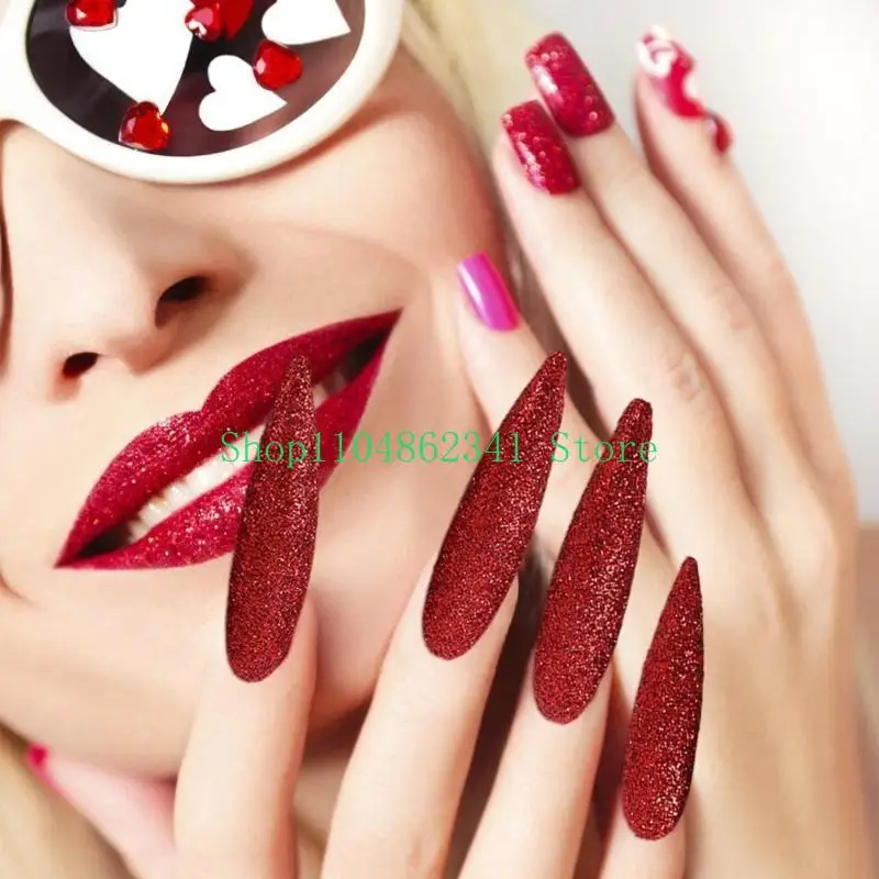 5asd 10Pieces Glittering Sequins Halloween Finger Claws Nails Tip Cosplay Costumes Accessories For Women Masquerade Halloween