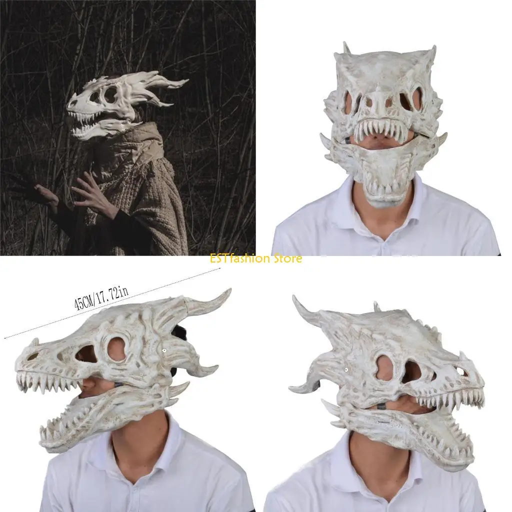 

Y5GC имитация драконьей кости маска головной убор реалистичная подвижная челюсть череп дракона для головы