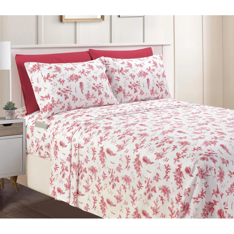 

Christmas elegant, comfortable, luxurious, soft duvet cover with holiday pattern (3-piece set) bedding set in red