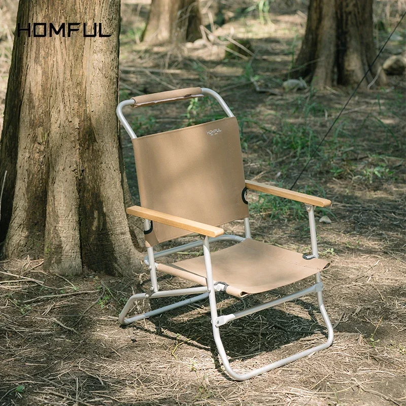 Homful outdoor camping glamping aluminum alloy folding chair with armrest